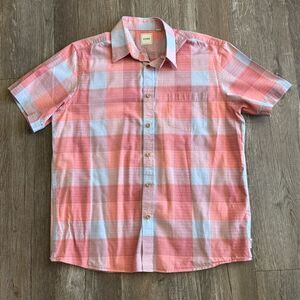 ROWM Men's Orange, Red & Blue Plaid Shirt 100% Cotton